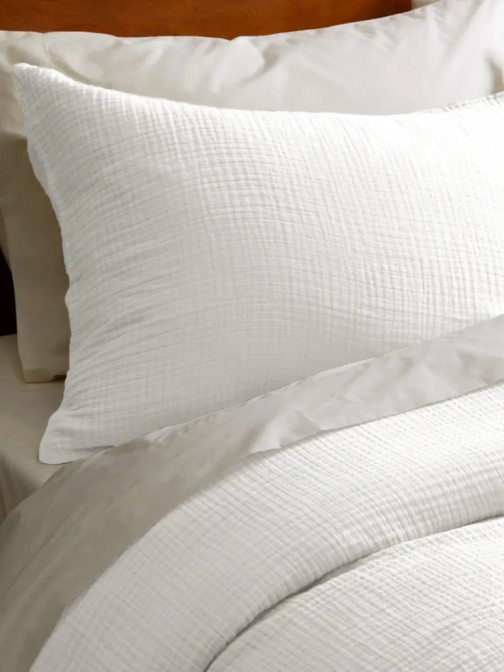 New king set of 2 airy gauze shams white